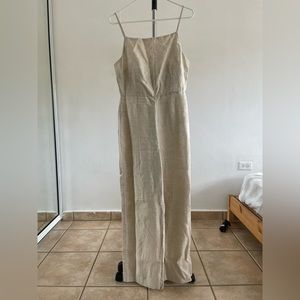 H&M SMALL linen beige jumpsuit!!!! Ankle length